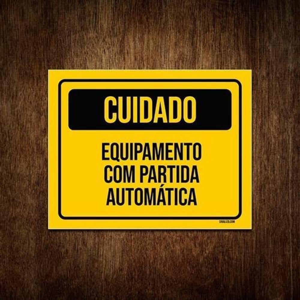 Placa Cuidado Equipamento Com Partida Automática 36X46