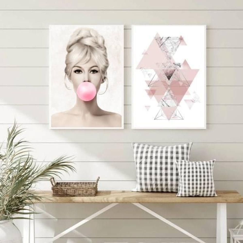 Kit 2 Quadros Decorativos Brigitte Bardot 33X24Cm Branca