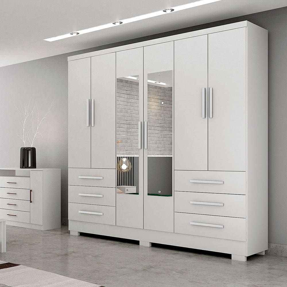 Guarda-Roupa Encant com Espelho 6 Portas e 6 Gavetas