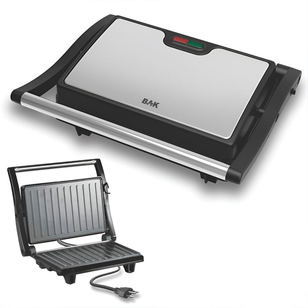 Mini Grill Elétrico de Inox Grelha Antiaderente Cozinha 220V