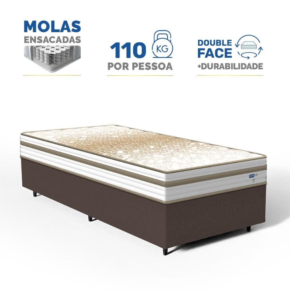 Cama Box com Colchão de Molas Ensacadas Double Face Pillow Euro Alfa Probel Solteiro 88cm
