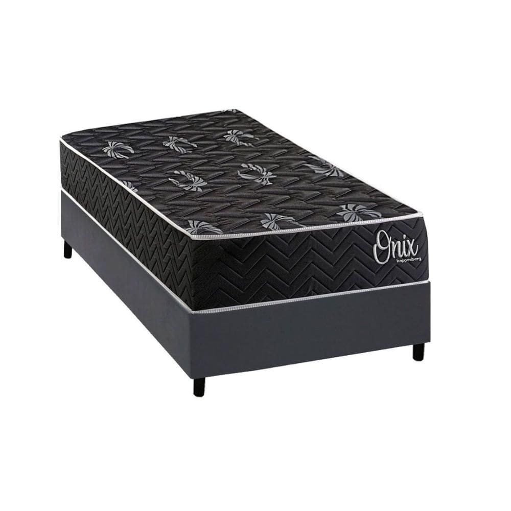Cama Box NOVO + Colchão Ortopédico Kappesberg D28 Anatômico Onix + Base CRC Corano Gray