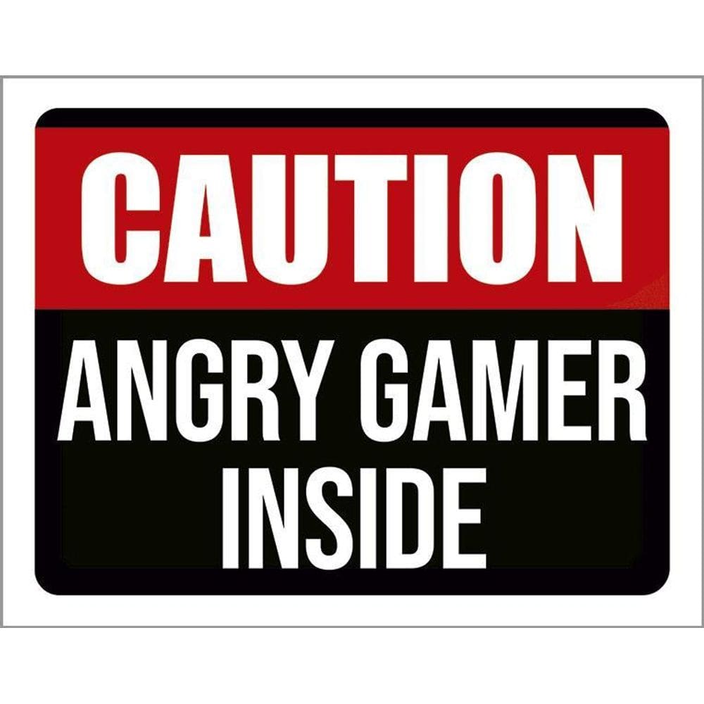 Kit 3 Placas Decorativa - Caution Angry Gamer Inside