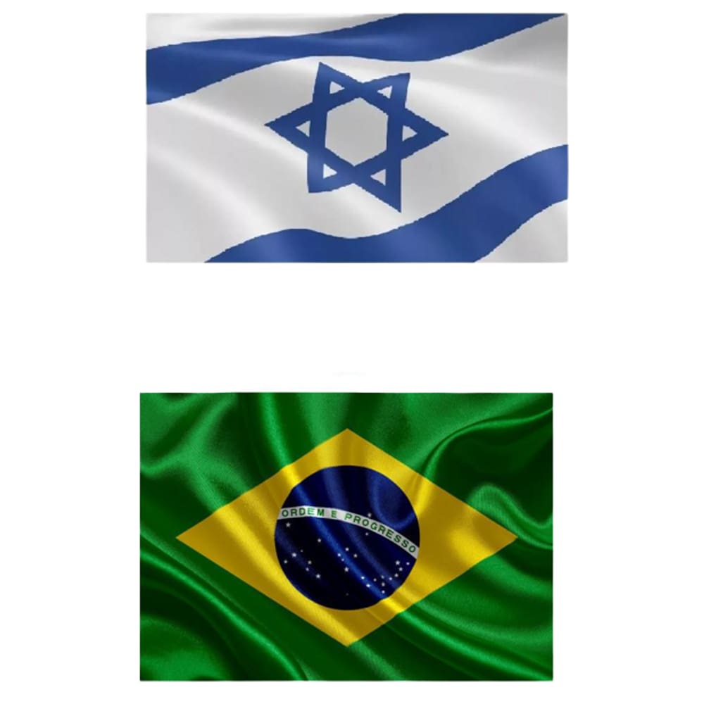 Kit Bandeira De Israel + Bandeira Do Brasil  0,60 X 0,90 Cm
