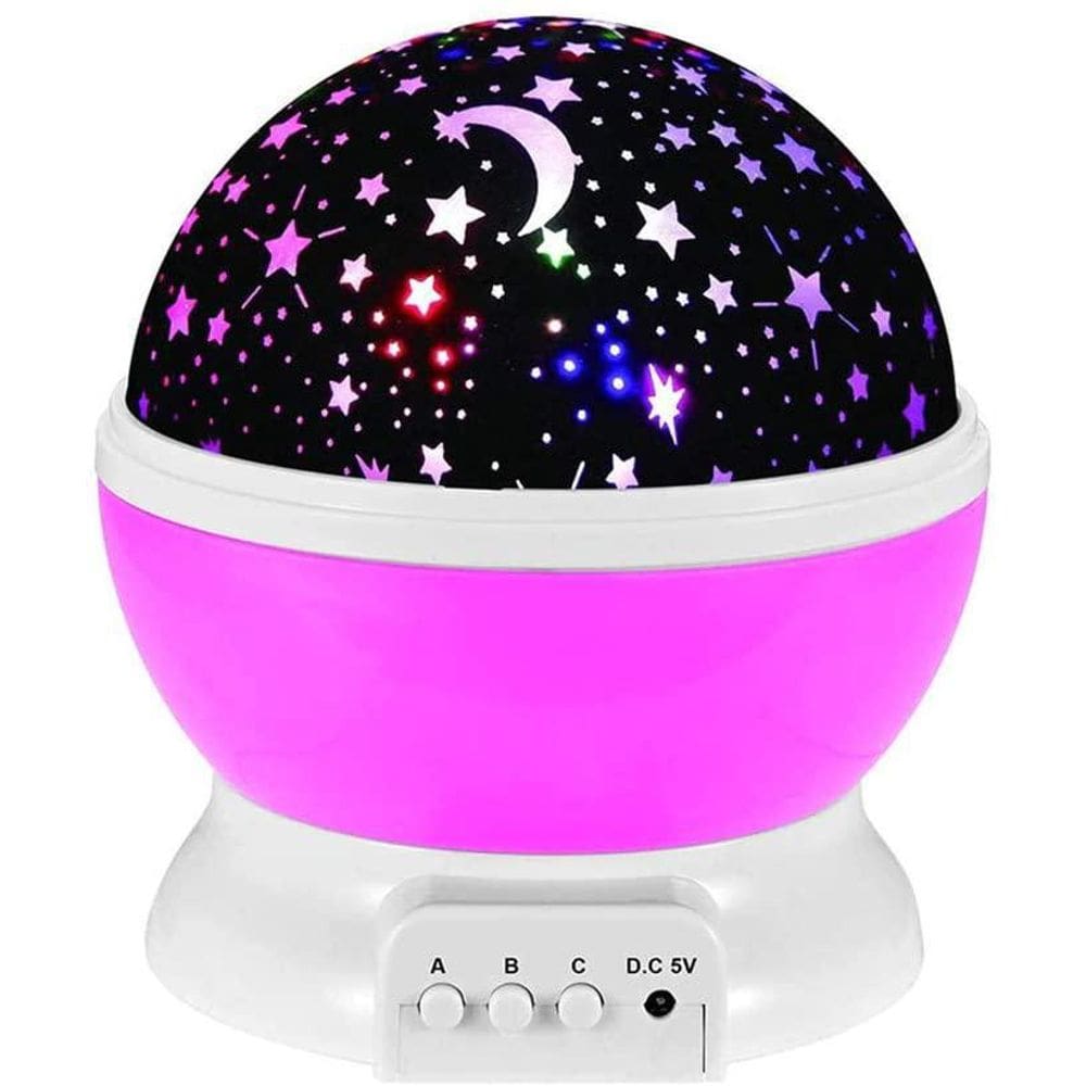 Luminária Abajur Rotativa Neon Estrelas Rosa