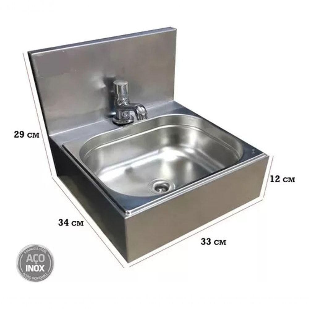 Lavatório Banheiro Pia C/ Torneira/válvula Higiênico Inox