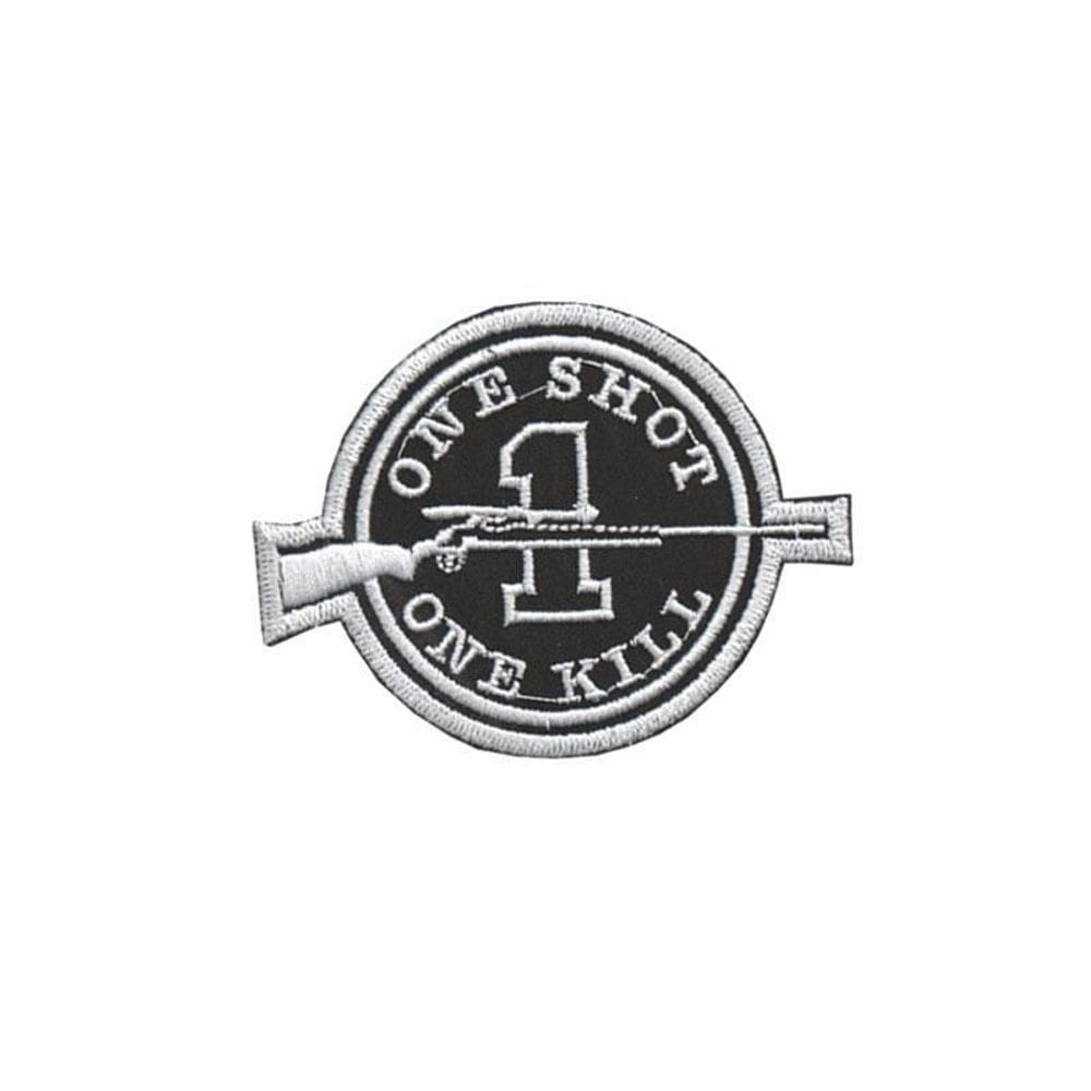 Patch Bordado One Shot One Kill 8,5x10,5cm com Fecho