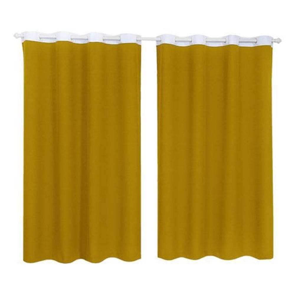 Cortina Tecido Oxford Faixa Branco 1,80M X 2,80M - Amarelo