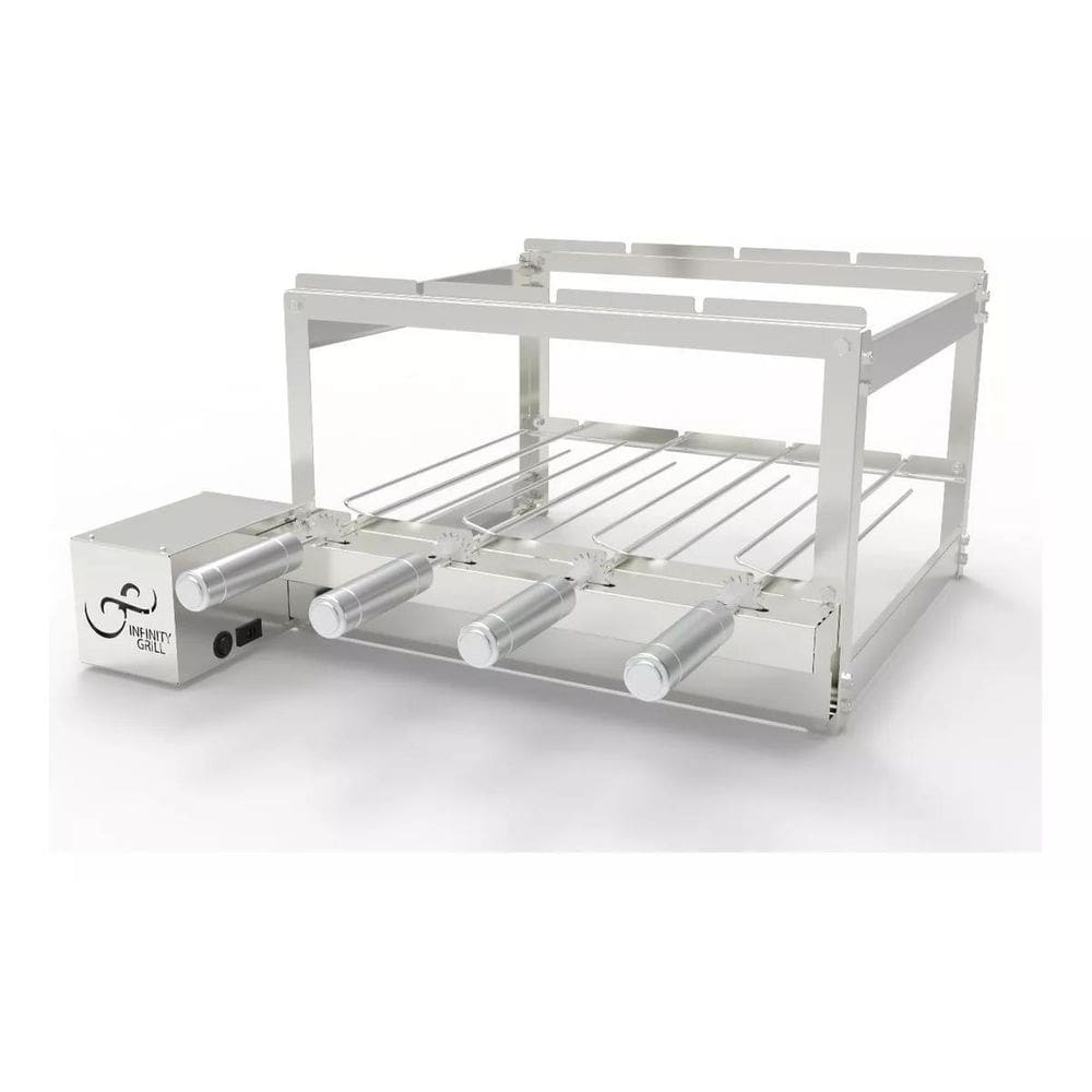 Gira Grill Churrasqueira Inox 4 Espetos Elétrica Giratória