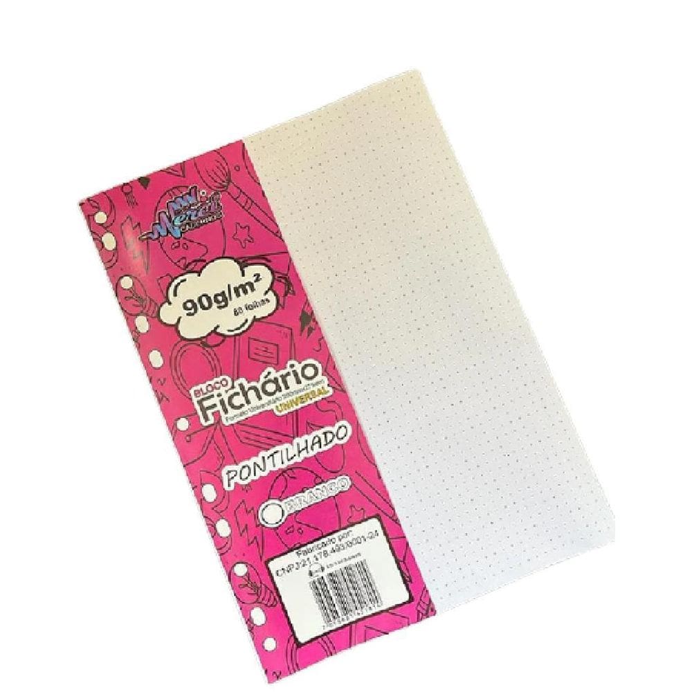 Bloco Fichario Universitario 90G Branco Pontilhado 80 Fls