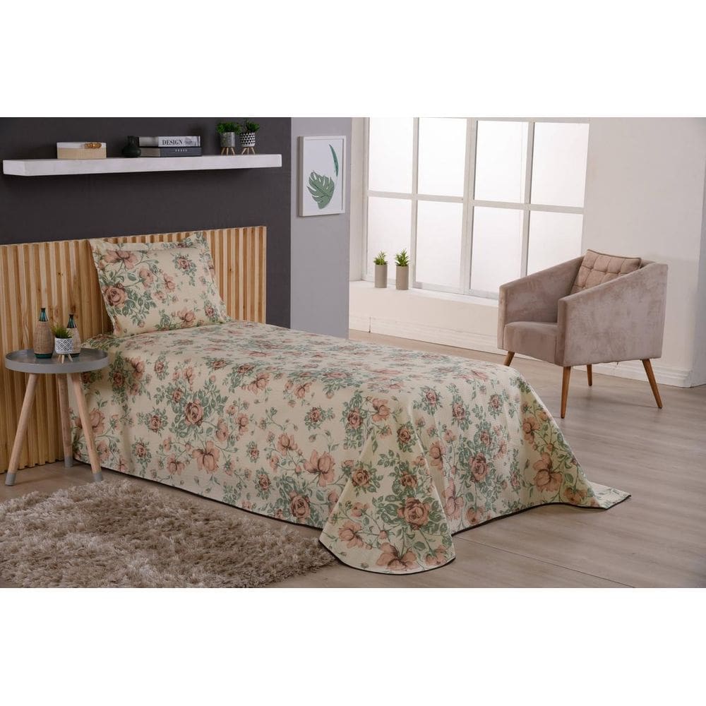 Jogo De Cama Cobre Leito Solteiro 2 Peças Margarida
