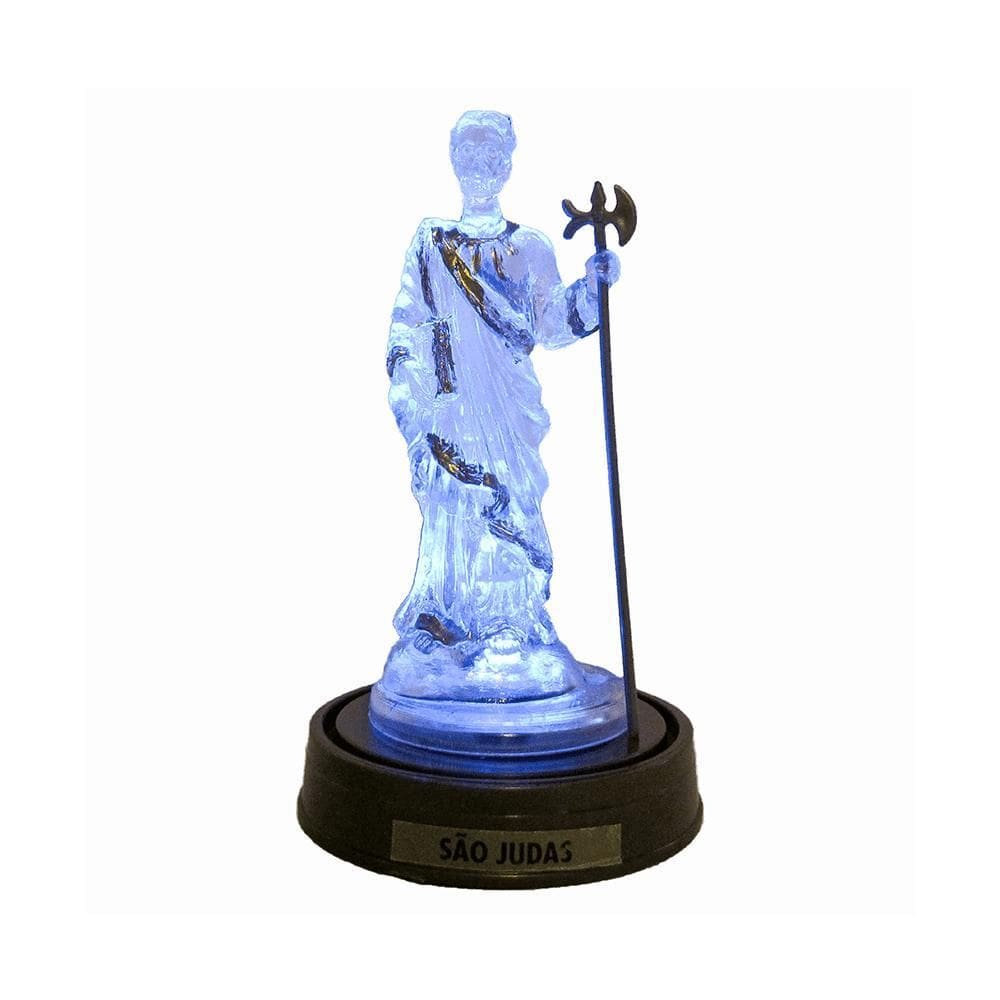 Luminária Imagem São Judas Tadeu Com Luzes De Led Azul
