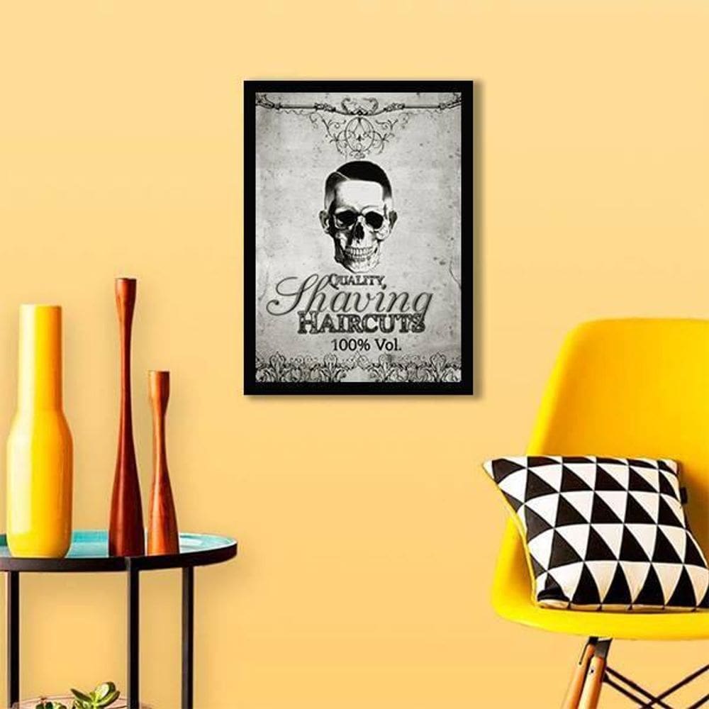 Quadro Quality Shaving Haircuts 24X18Cm - Com Vidro
