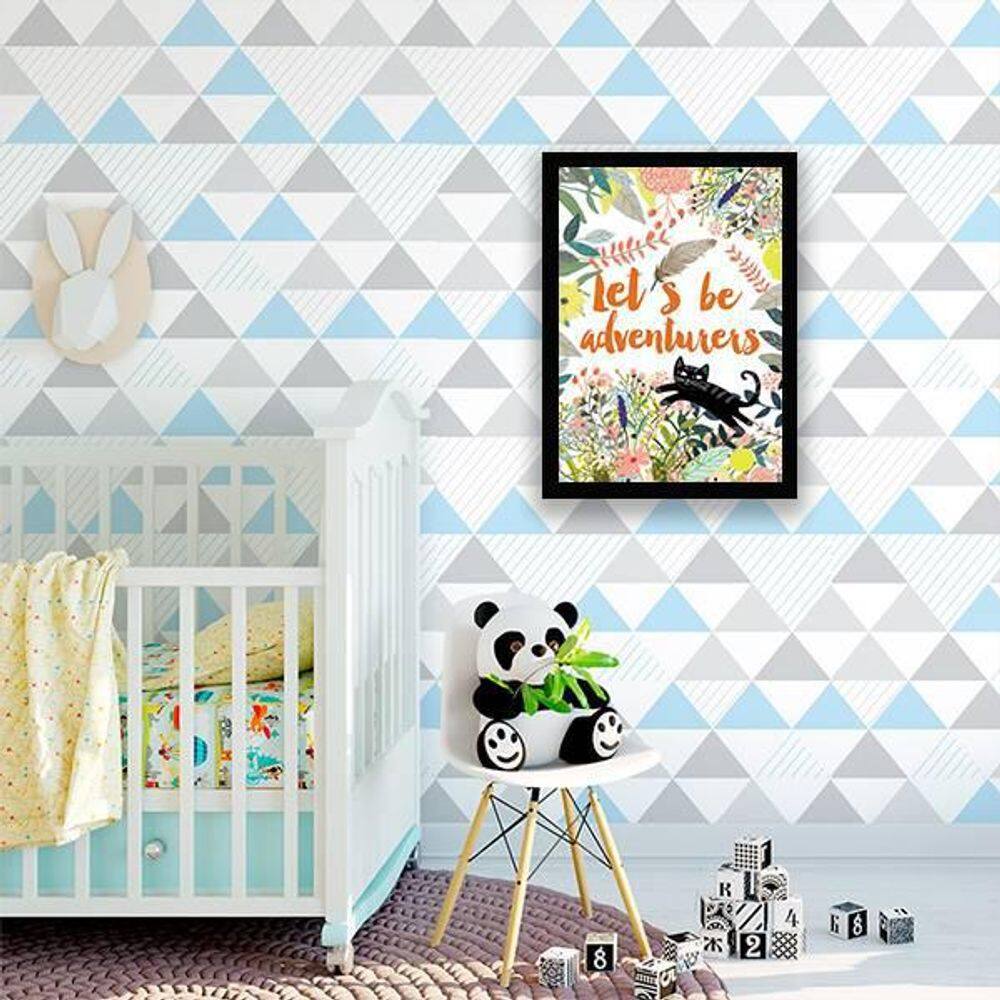 Quadro Decorativo Let`s Be Adventurers 45x34Cm Moldura Preta