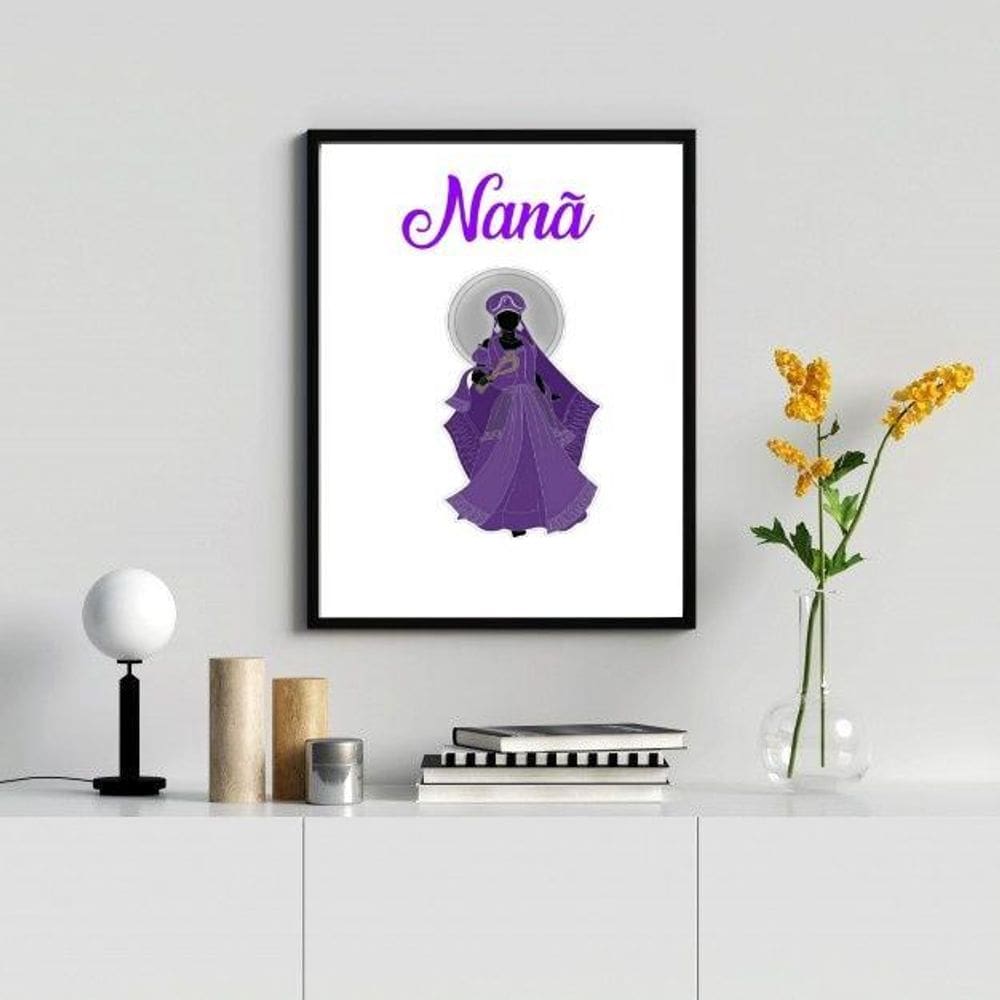 Quadro Orixá Nanã Buruquê 24x18cm - Madeira Branca