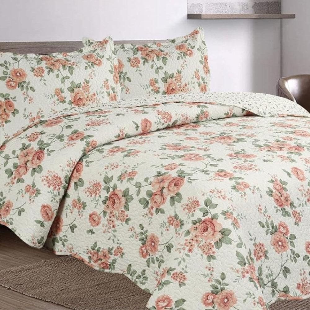 Kit Cobre Leito Colcha Casa Scarpa Mix Queen Estampado Dupla