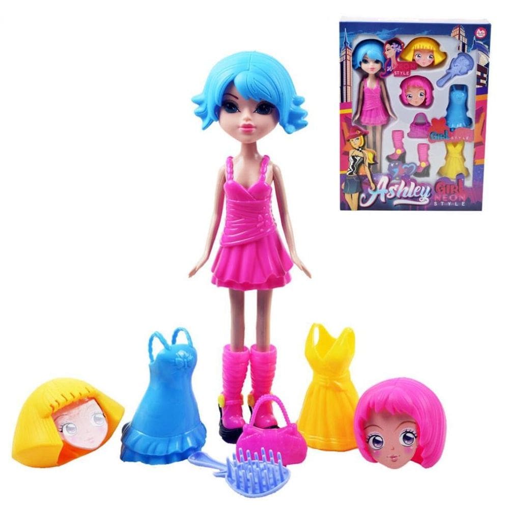 Brinquedo Boneca Troca De Roupa Cabelos Vestidos Bota Menina