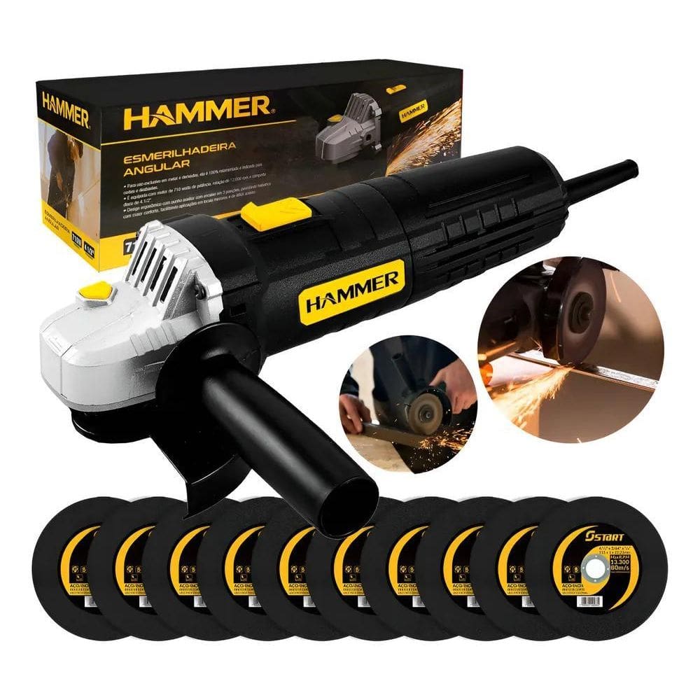 Esmerilhadeira Angular 710W + 10 Discos Ultra Finos I - 127V