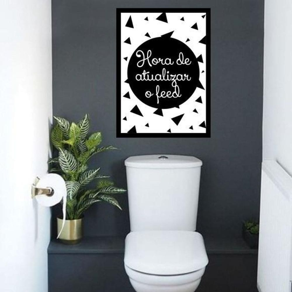 Quadro Hora De Atualizar O Feed - Banheiro 45X34Cm