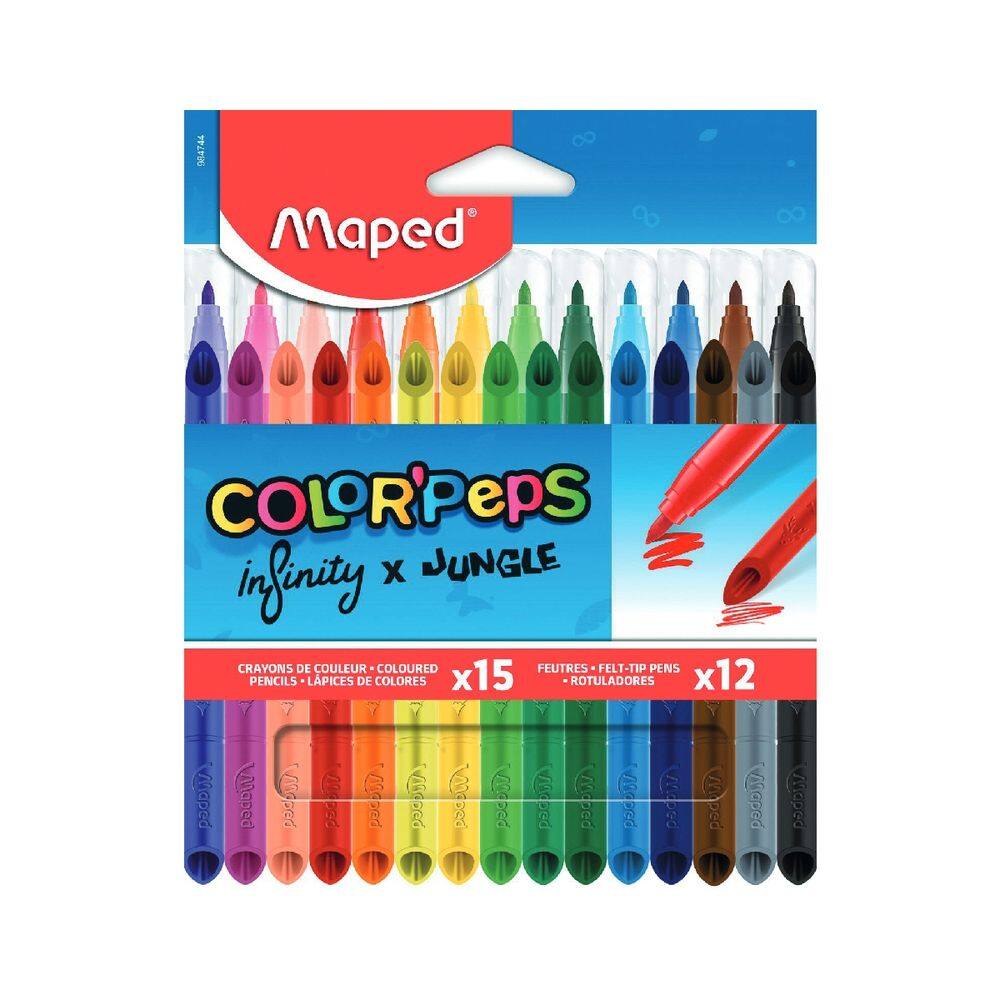 Conjunto de Lápis de Cor Color’Peps Infinity + Hidrocor Jungle - Maped