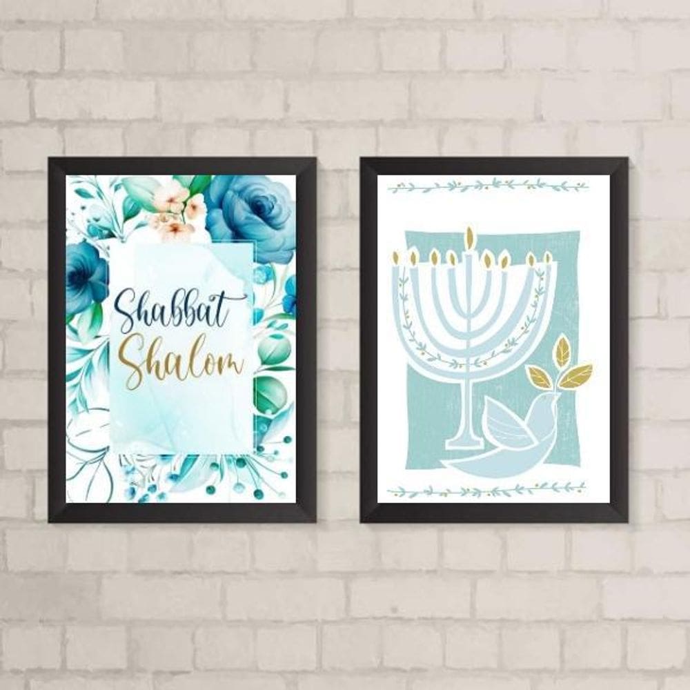 Quadros Shabbat Shalom 33X24Cm Madeira Branca 3 Meses Ga