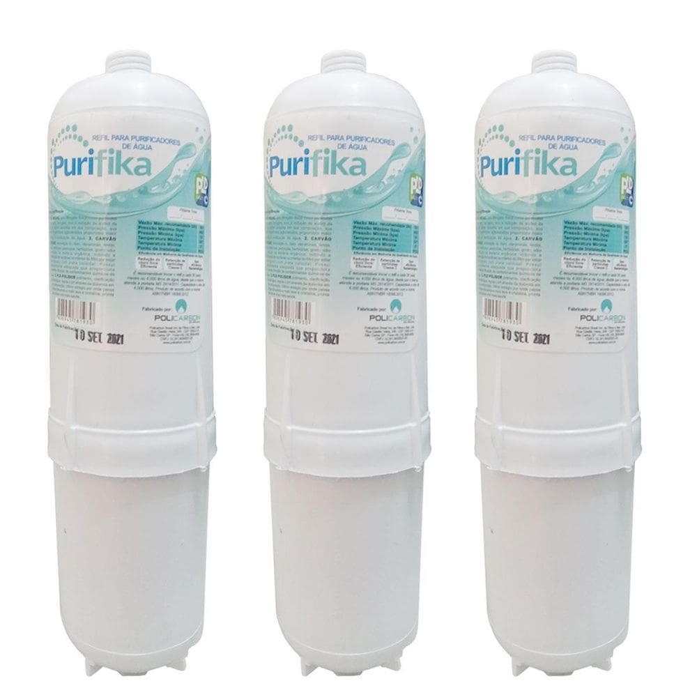 Kit 3 Refil Filtro Purificador Água Soft Everest Plus Fit