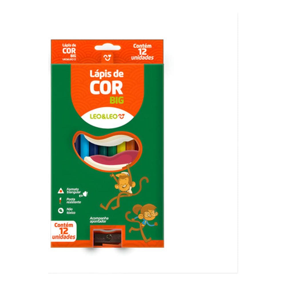 Lápis de Cor Big - 12 Cores + Apontador - Leo&Leo