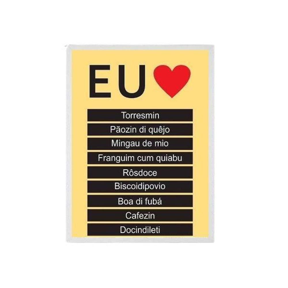 Quadro Eu Amo Ser Mineiro 24X18Cm Com Vidro - Madeira Branca