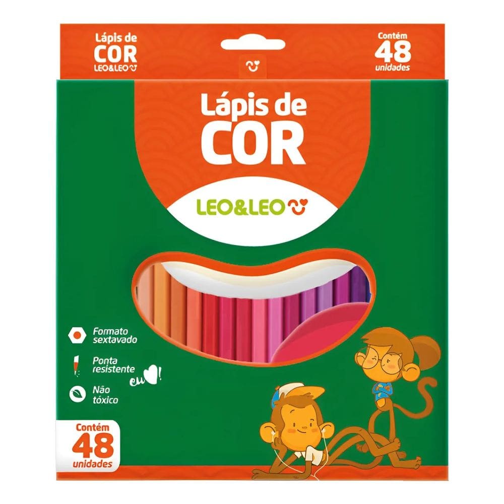 Lapis de Cor Sextavado - 48 Cores - Leo&Leo