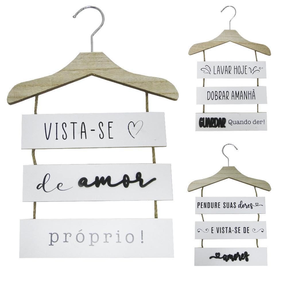 Enfeite Placa Cabide Madeira Frases Pendurar 36X24