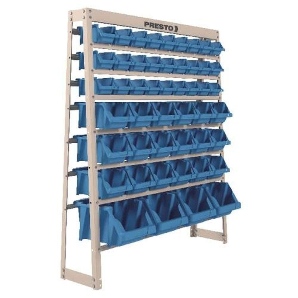 Kit Estante+gaveteiro Mista 49 Peças Azul Estrutura Aço Organizador De Parafusos Gavetas Empilháveis