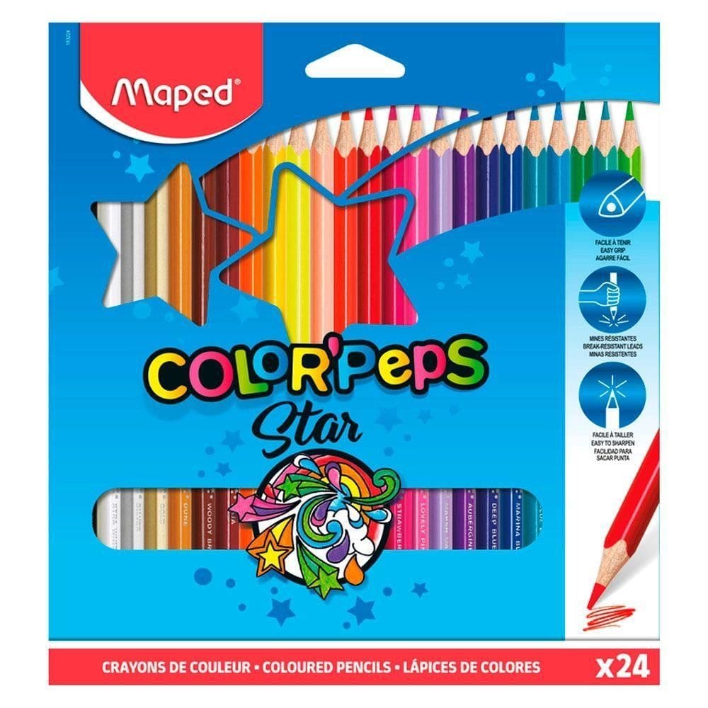 Lápis De Cor 24 Cores Triangular Color Peps Star Maped