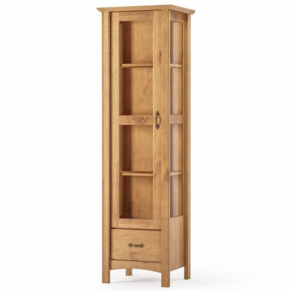 Cristaleira De Madeira Com Vidro 1 Porta 1 Gaveta Lira M06 Carvalho Fosco - Lyam Decor