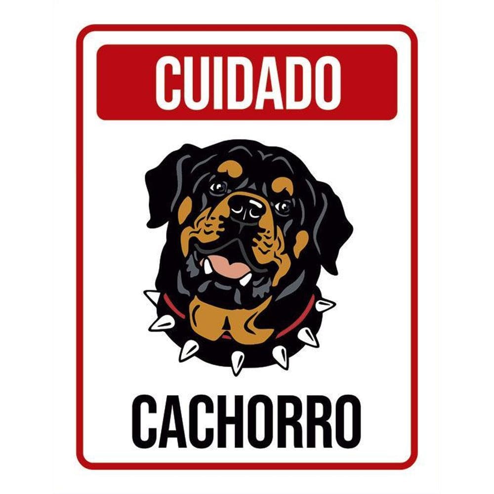 Placa Cuidado Cachorro Rottweiler 2 36X46