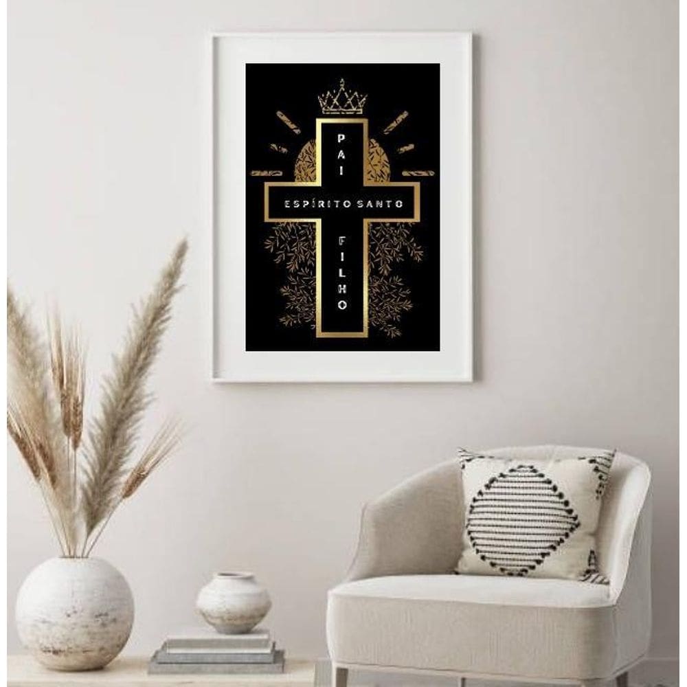 Quadro Decorativo Cruz Santíssima Trindade - 60X48Cm