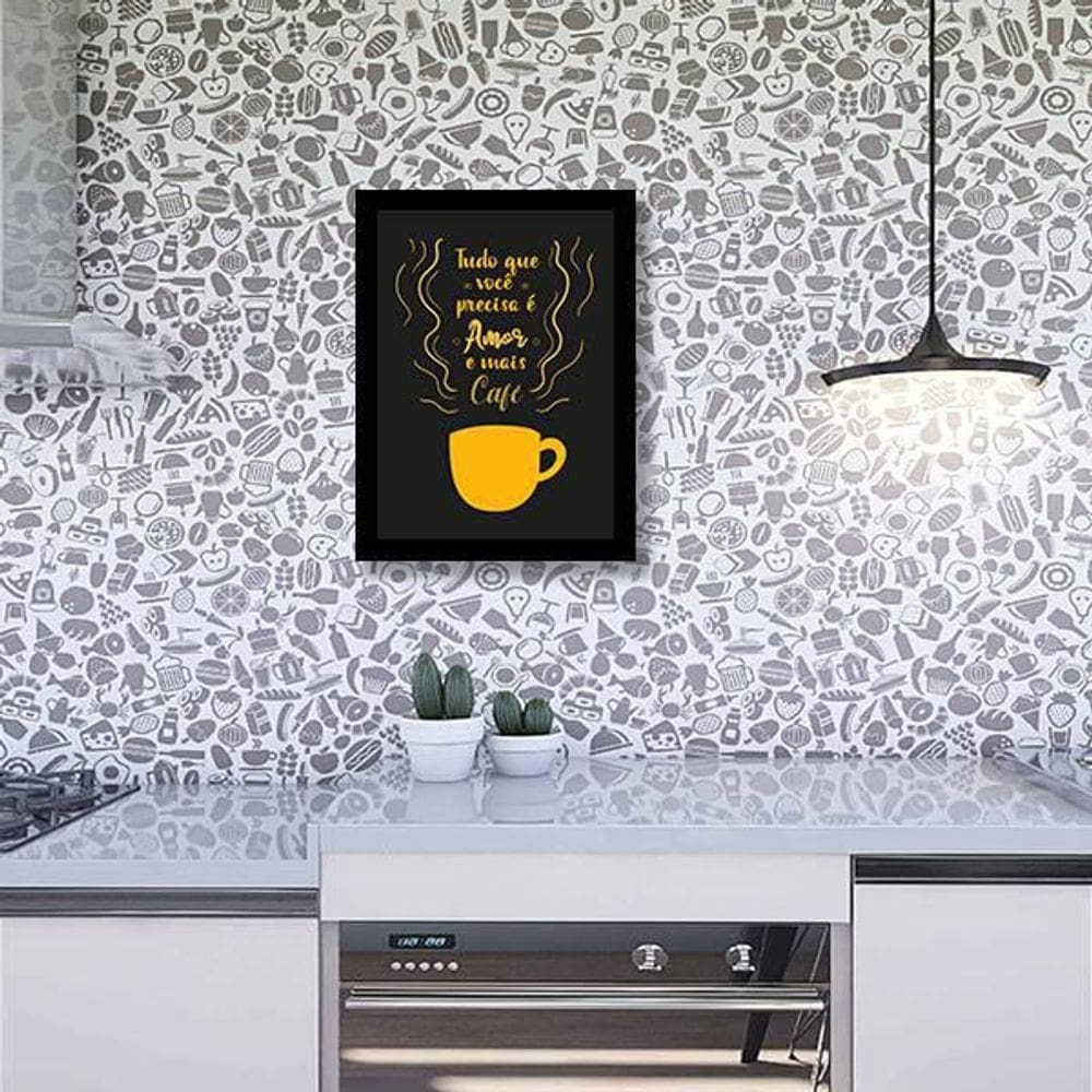 Quadro Decorativo Tudo O Que Precisa: Amor E Mais Café