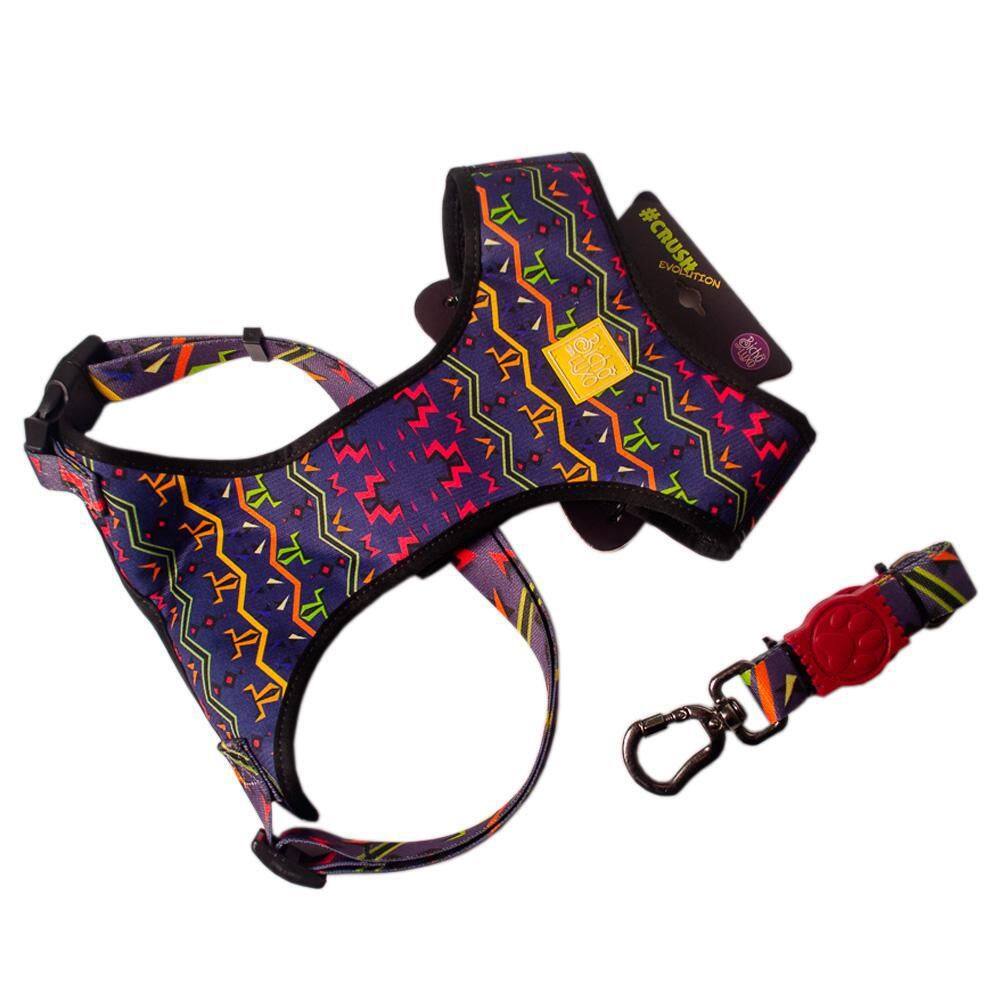 Guia E Peitoral Crush Evoltuion Para Cães Linha Luxo P Azul