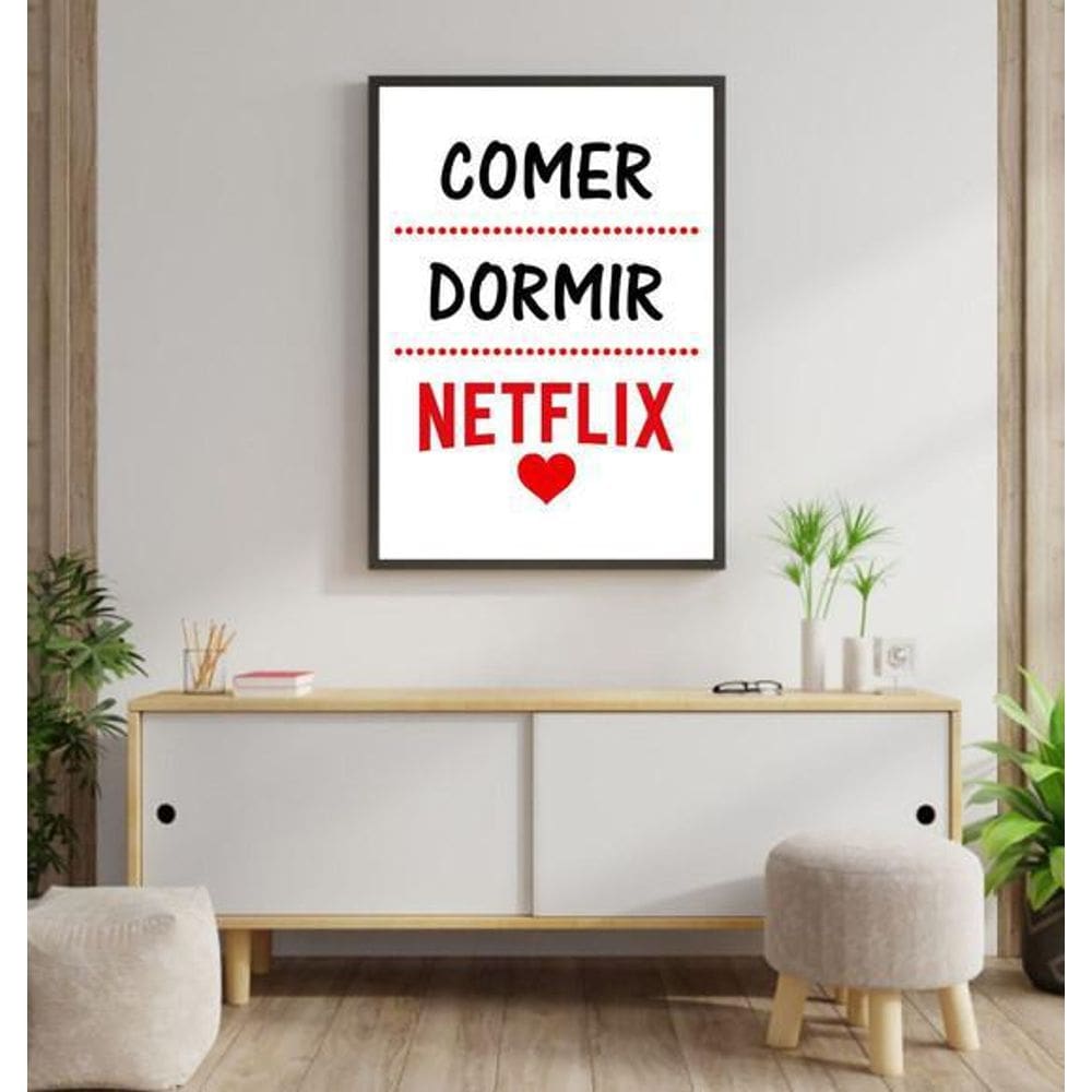 Quadro Comer, Dormir, Netflix 24X18Cm