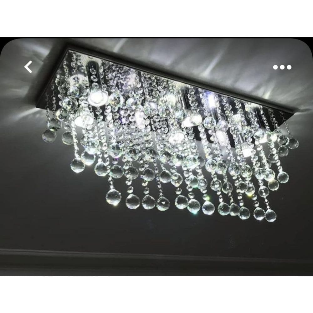 Lustre de Cristal Legítimo retangular para sala de jantar 80x25 cm