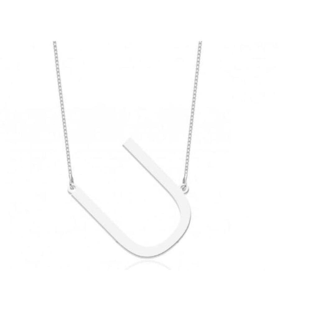 Colar Prateado Letra U Delicado E7332