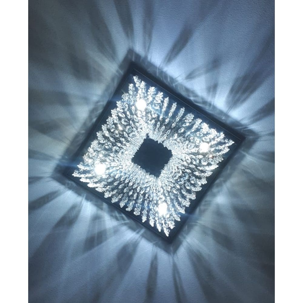 Lustre de Cristal Legítimo Egípcio Asfour Base Inox 20x20 Cm - Transparente