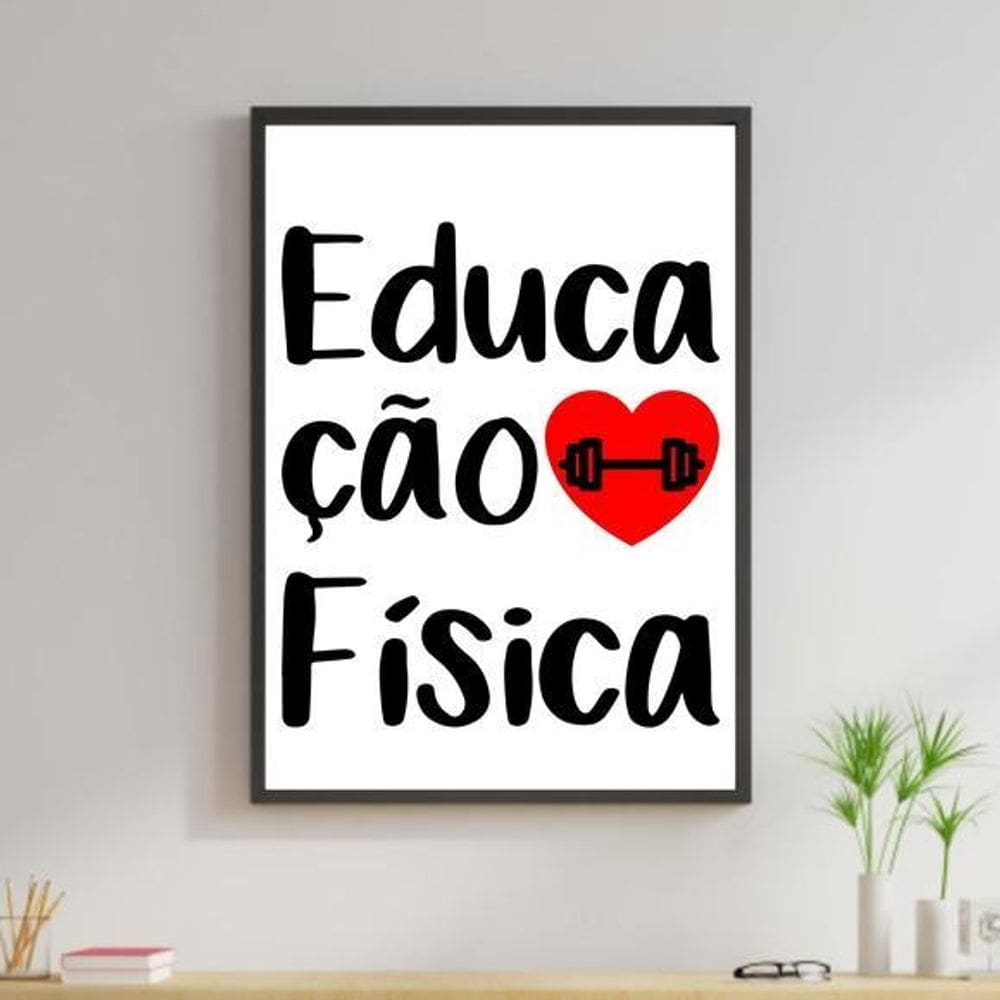 Quadro Profissões Educação Física 45X34Cm Moldura Preta