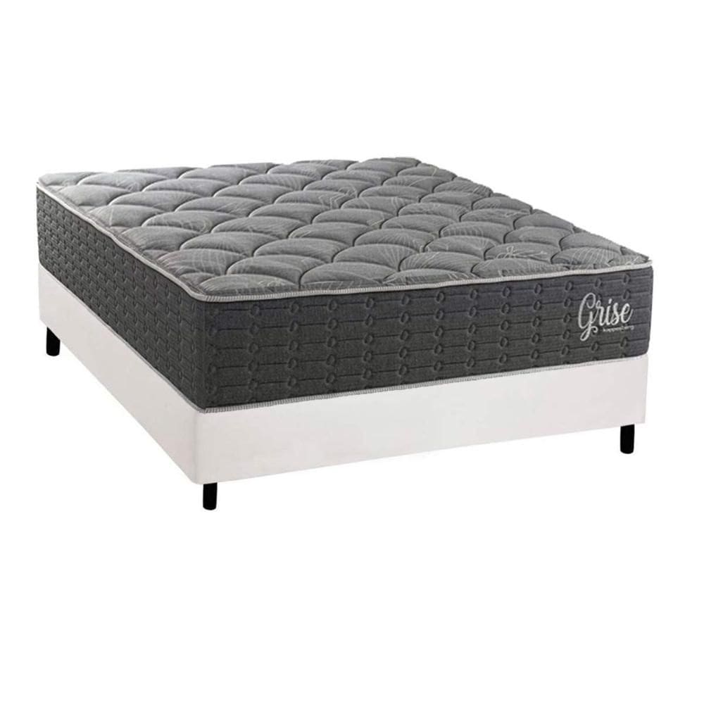 Cama Box NOVO + Colchão Espuma Kappesberg D40 Anatômico Grise + Base CRC Corano White