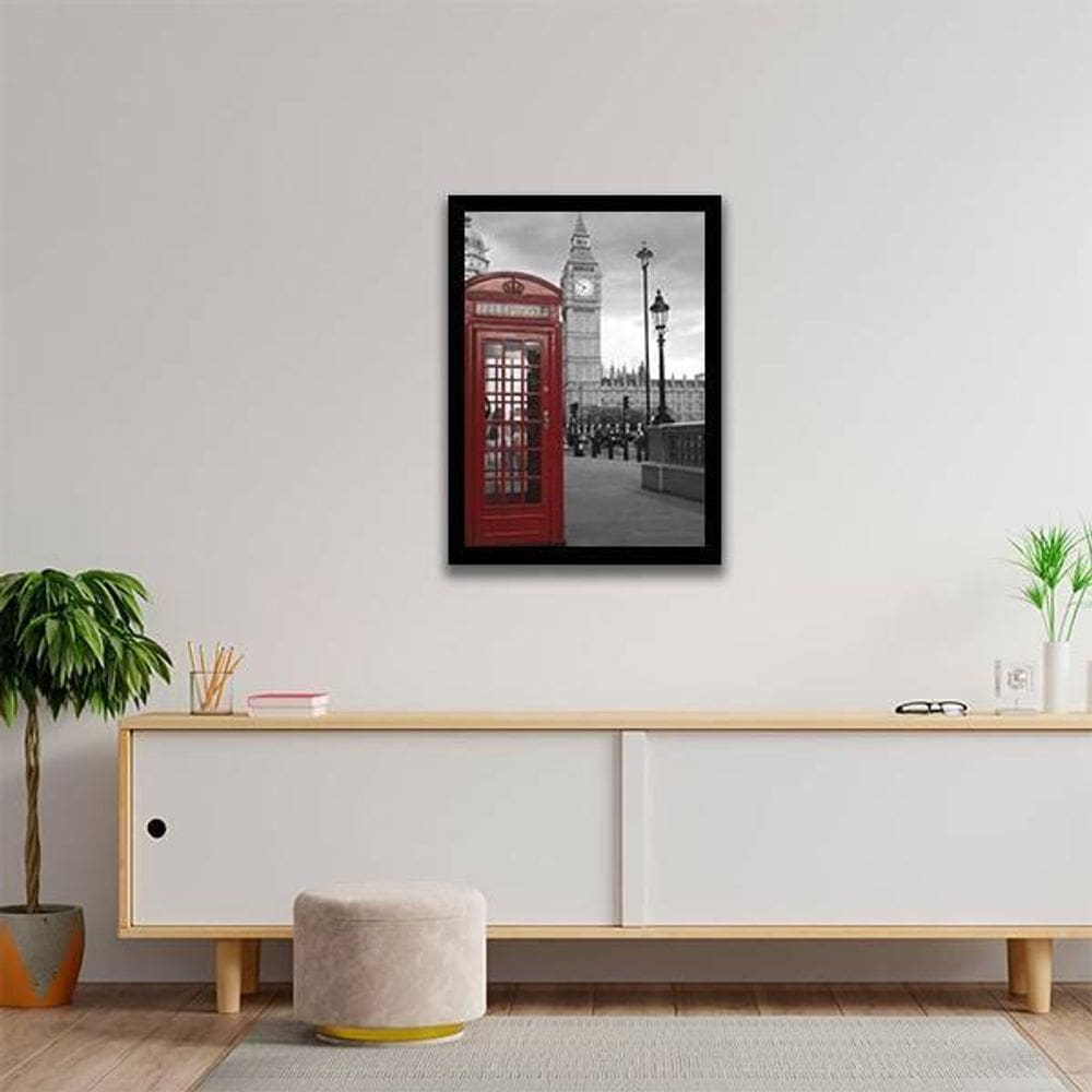 Quadro Cabine Telefônica Londres Vermelha 24X18Cm