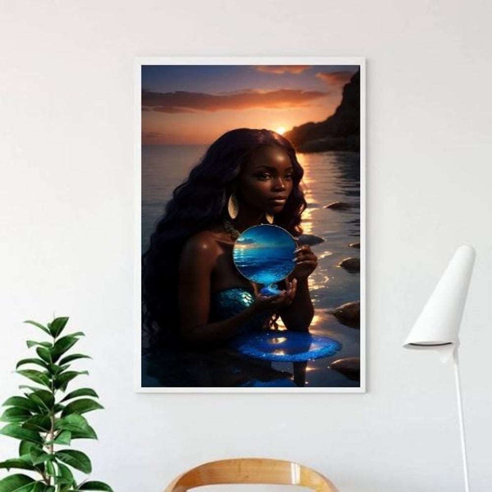 Quadro Iemanjá Negra - Espelho 45X34Cm