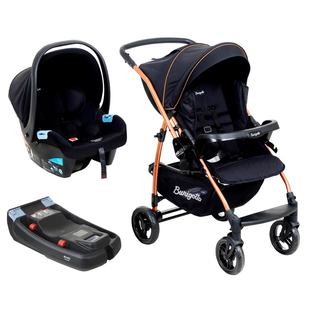 Travel System Rio 22 Preto Cobre Carrinho+Bebê Conforto+Base