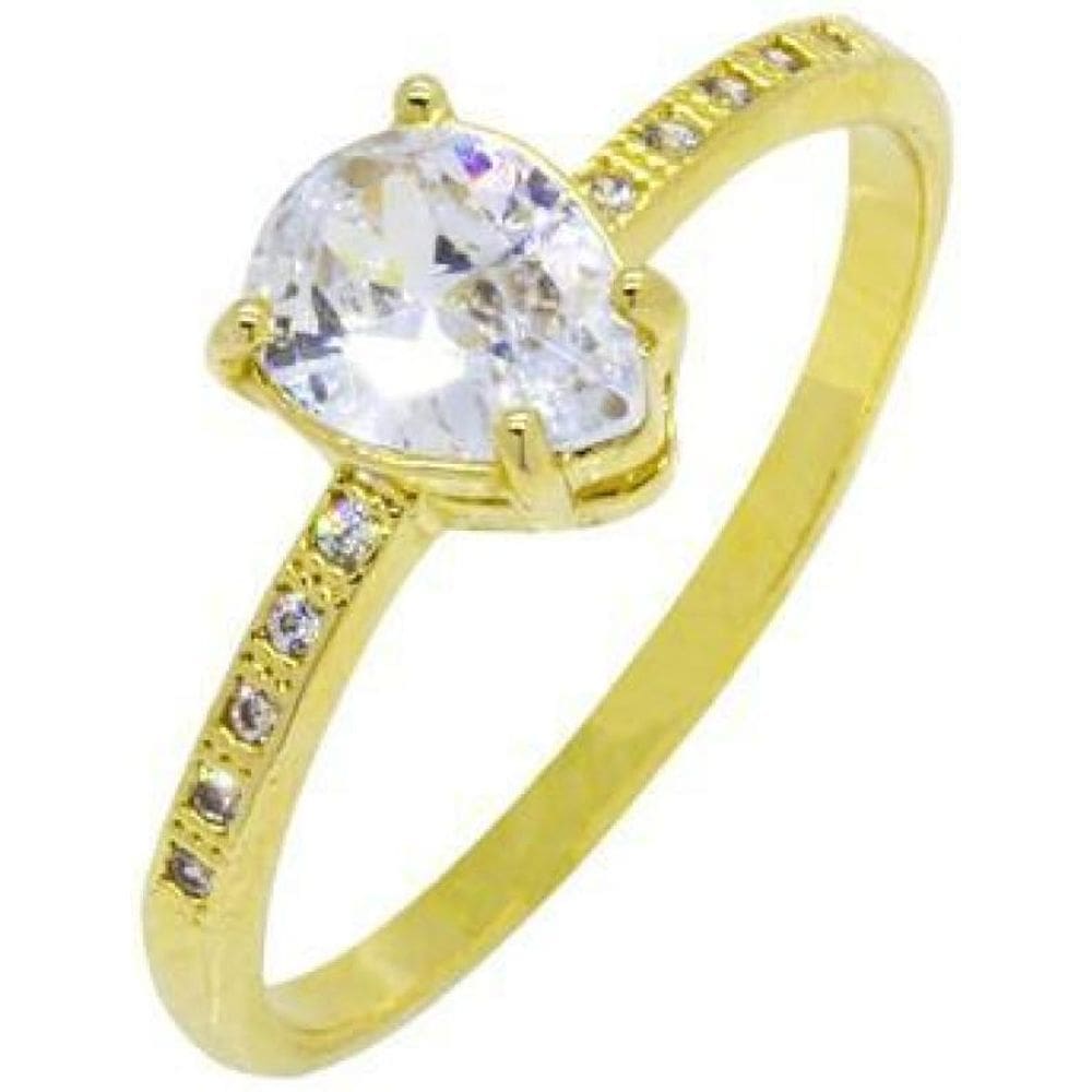 Anel Ariana Zirconias Brancas Folheado A Ouro