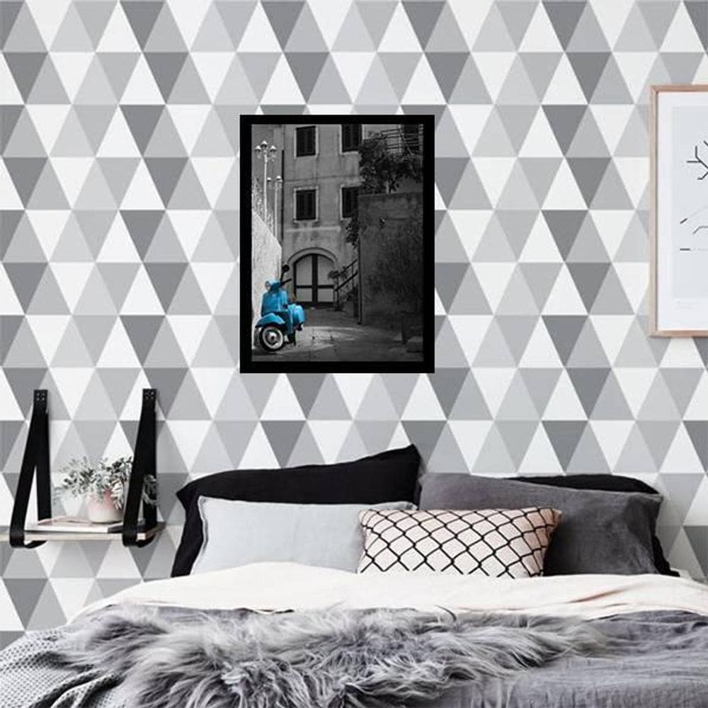 Quadro Decorativo Fotografia Lambreta Azul 45X34Cm