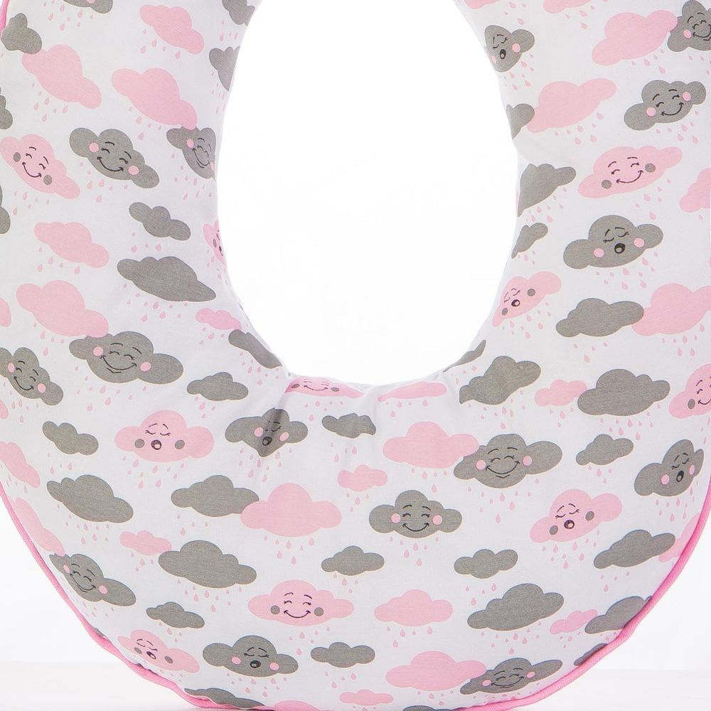 Almofada Amamentação Luxo Bebê Menina Nuvem Chuvinha Rosa
