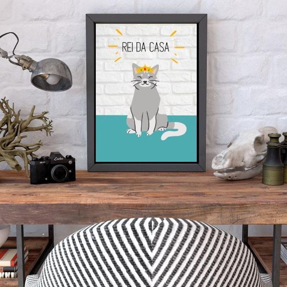 Quadro Decorativo Rei Da Casa Moldura Preta 24X18Cm